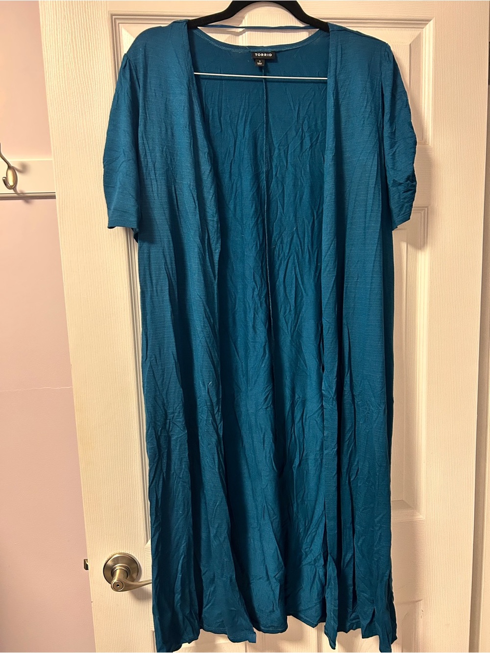 Torrid Teal short sleeve jersey cardigan